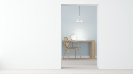 Interior connecting wall empt simple space and work space background - 3d rendering minimal japanese