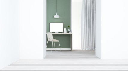 Work space interior background in hotel - 3d rendering minimal japanese	