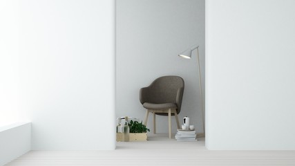 Interior connecting wall empt simple space and work space background - 3d rendering minimal japanese