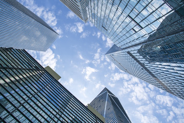 Skyscrapers' low angle view in the Chinese city of Shenzhen