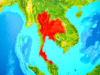 Thailand in red on Earth