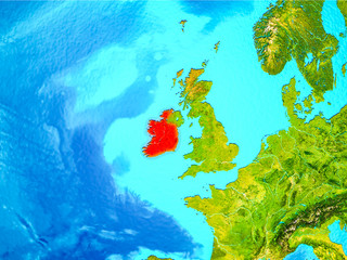 Ireland in red on Earth