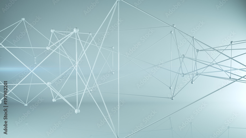 Poster blue mesh of internet connections 3d rendering