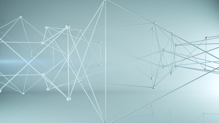 Blue mesh of internet connections 3D rendering