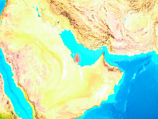 Fototapeta premium Qatar in red on Earth