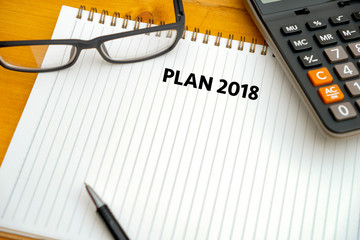 Plan 2018 Notebook business team meeting  with an Plan 2018