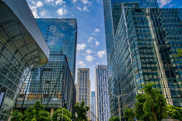 Obraz premium Skyscrapers' low angle view in the Chinese city of Shenzhen