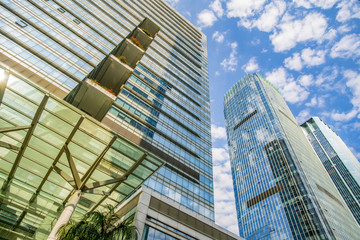 Fototapeta premium Skyscrapers' low angle view in the Chinese city of Shenzhen