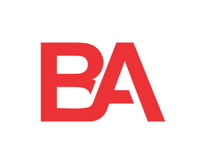 BA red initial alphabet typography typeface typeset logotype alphabet image vector icon