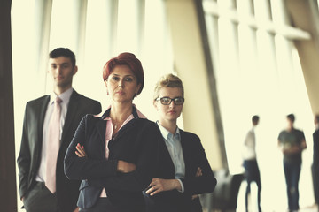 diverse business people group with redhair  woman in front