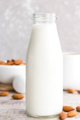 Almond milk in a bottle