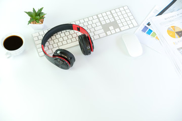 White Workspace with keyboard and mouse