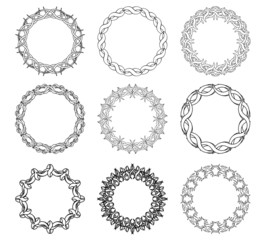 Set of geometric circle frames. Abstract empty round frame, Vector illustration.