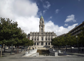 town hall landmark in central porto portugal