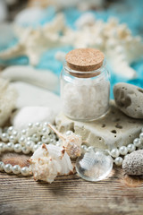 Fototapeta na wymiar Beautiful composition of seashells and stones