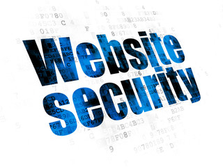 Privacy concept: Pixelated blue text Website Security on Digital background