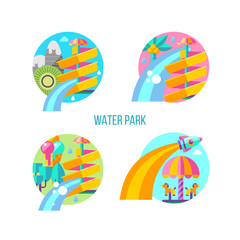 Water park. Hello summer. Vector illustration.