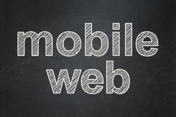 Fototapeta na wymiar Web design concept: text Mobile Web on Black chalkboard background