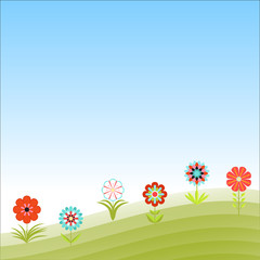 Floral design with garden flowers. Abstract vector illustration in a flat style. Summer background.