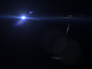 Lens flare effect on dark background. Digital illustration.
