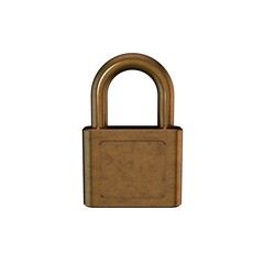 Closed padlock.Isolated on white background. 3D rendering illustration.