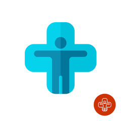 Medical cross with man silhouette inside.