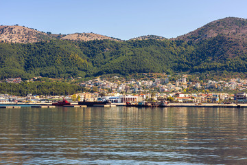 Fototapeta na wymiar Panorama of the Igoumenitsa port in Greece. Thesprotia