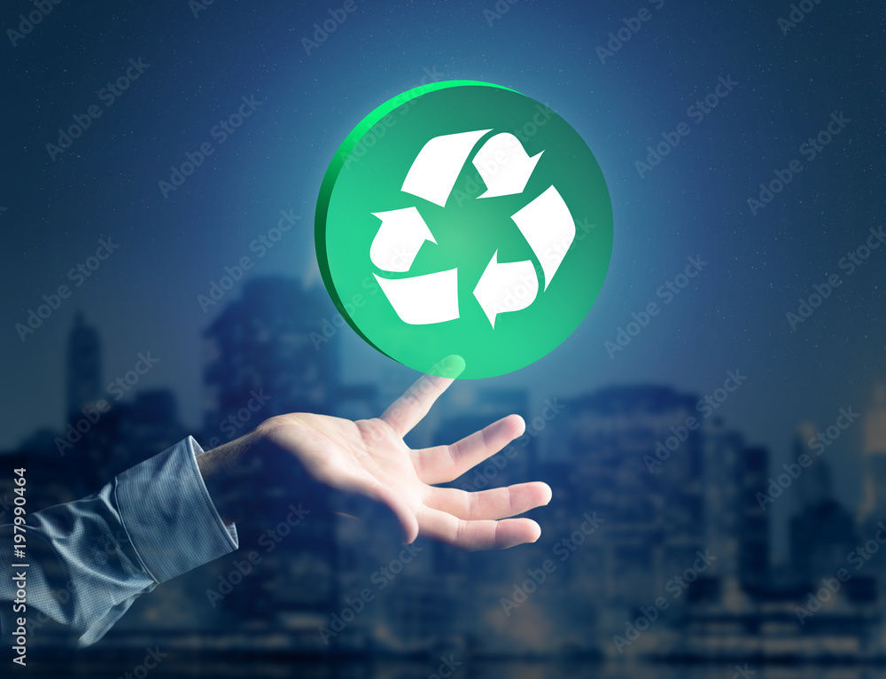 Poster view of a technology ecologic interface with icon displayed on a technology interface