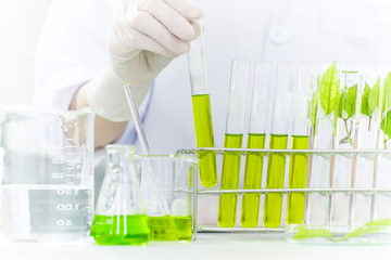 Biotechnology concept with scientist in lab