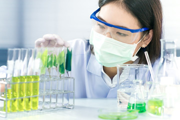 Biotechnology concept with scientist in lab