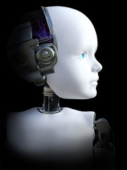 3D rendering of a robot child head.