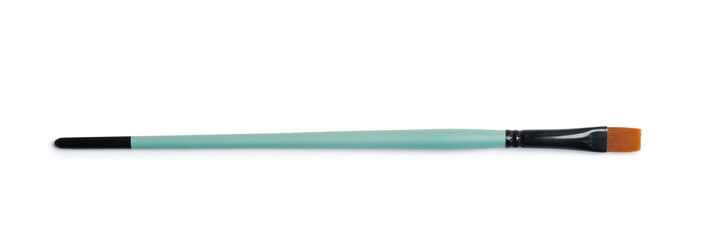 brush turquoise painting isolated clipping mask on white background, top view