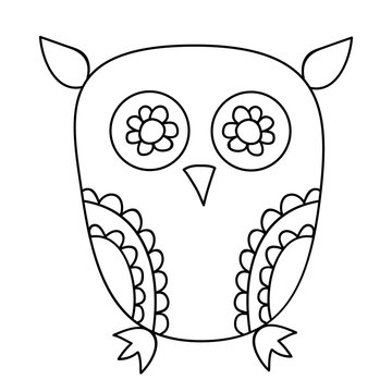 vector, isolated cute owl, character book coloring