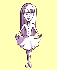 Hand Drawn Little Girl Yellow