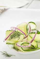 Salad of cucumber and red onion