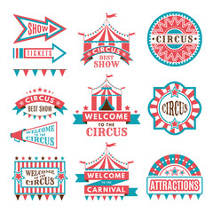 Labels in retro style. Logos for circus entertainment © ONYXprj