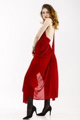 Full body portrait with a beautiful redheaded woman