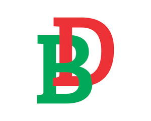 BD initial letter alphabet typography font uppercase image vector icon