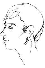 vector sketch of a beautiful man profile