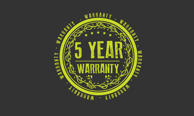 5 years warranty icon vintage rubber stamp guarantee