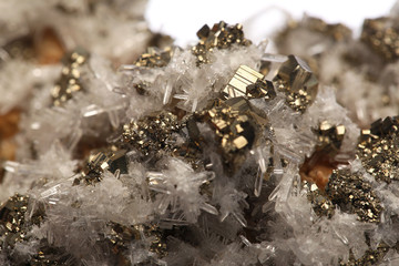 Pure Quartz Crystal cluster on black background