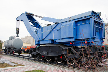 Fototapeta na wymiar Soviet heavy railway crane. USSR. Russia