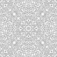 Decorative plaster decoration in arabesque style. Vector seamless pattern. Perfect for backgrounds, textures and wallpaper designs.