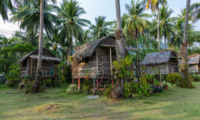 Cottages are made of palm leaves in the Tropics