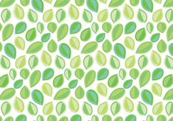 Abstract leaves background vector pattern in pastel colors green and blue