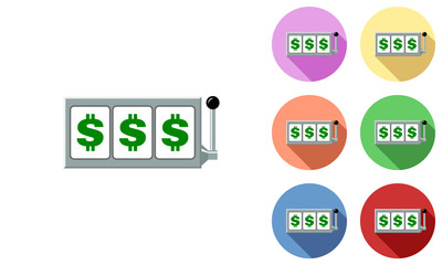 Dollar slot reels icon set