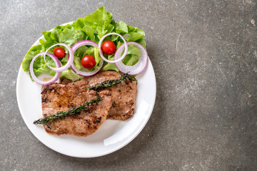 grilled pork steak with vegetable