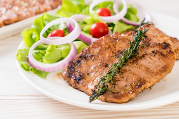grilled pork steak with vegetable