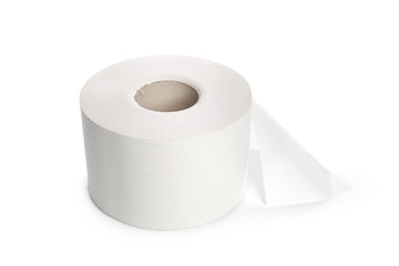 toilet paper on white background