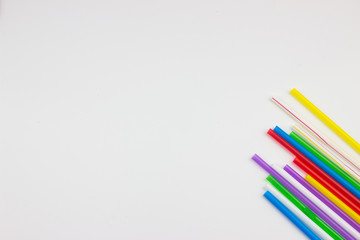 Cocktail tubes on white background, summer concept.